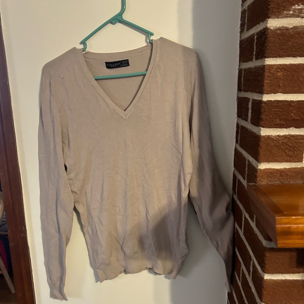 Zara man v neck sweater with elbow patches